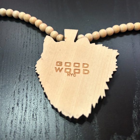GoodWood NYC Wolf Necklace Wooden Pendant Wooden Beaded - Picture 4 of 4
